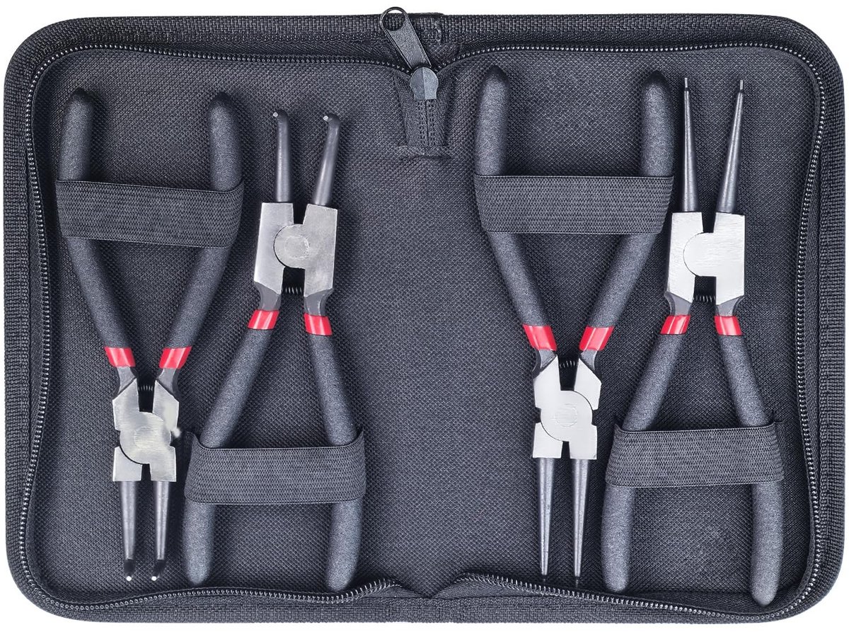 JHUBERS- Oogjestang Set van 4 - 7"/160mm Binnen/Buiten Circuit Oogjestangen - Ergonomische Grip - Antislip Handvat - Hoogwaardige Staal - Toegang tot Moeilijk Bereikbare Plaatsen - Ringtang