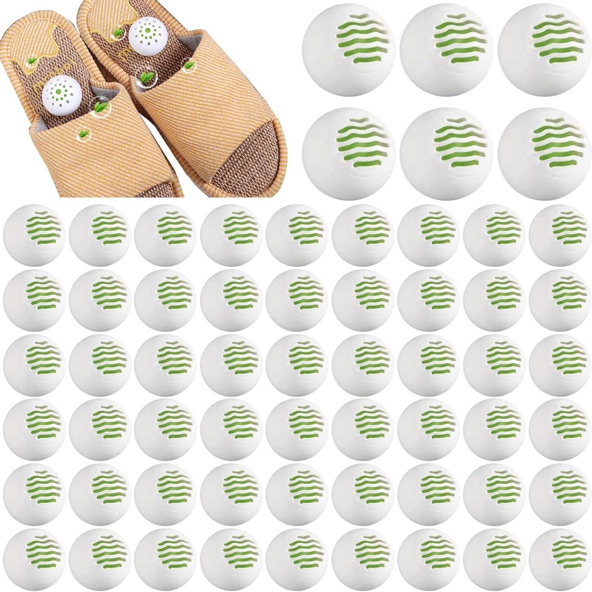 Schoen Verfrisser Ballen - Geur Absorbeerders - Frisse Schoenen Houden - Natuurlijke Formule - 60 Stuks - Diverse Kleuren