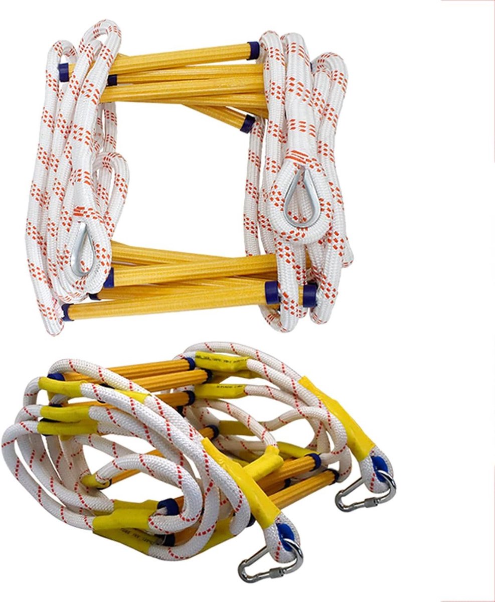 Touwladder Noodgeval - Evacuatietrap Veiligheid - Veilig Ontsnappen - Antislip Hars Treden - 7 Meter - Zwart