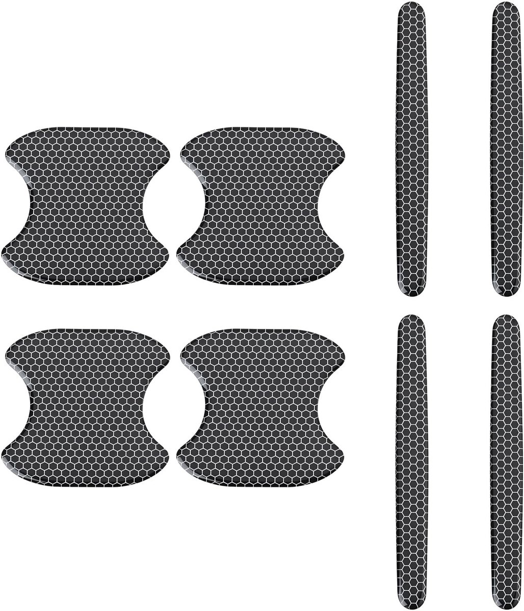 Dailygoods- Deurklink Stickers - Autobescherming - Honingraatpatroon - Krasbestendig - Waterdicht - Eenvoudige installatie - 8 Stuks