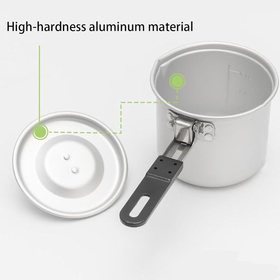 Kampeerpan Opvouwbaar - Kookpot Lichtgewicht - Buiten Koken - Snelle Warmtegeleiding - 700ml - Grijs — afbeelding 4