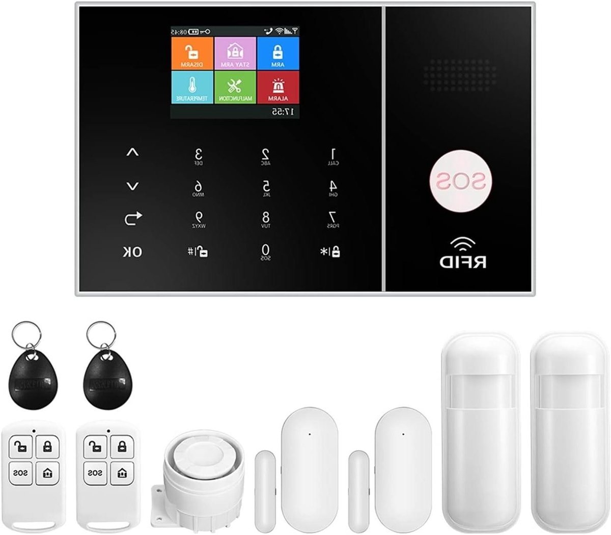 Draadloos Alarmsysteem - Inbraakalarm Kit - Huis Beveiligen - Touchscreen Bediening - Meerdere Sets - Wit