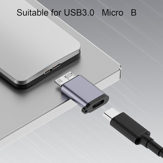 USB C Adapter - Micro B Converter - Harde Schijf Aansluiten - Snelle Data Overdracht - 10 Gbit/s - Zwart — afbeelding 3