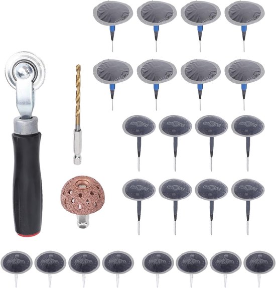 Bandenreparatieset - Lekke band reparatie - Onderweg repareren - Complete set - 27 delig - Grijs — afbeelding 2
