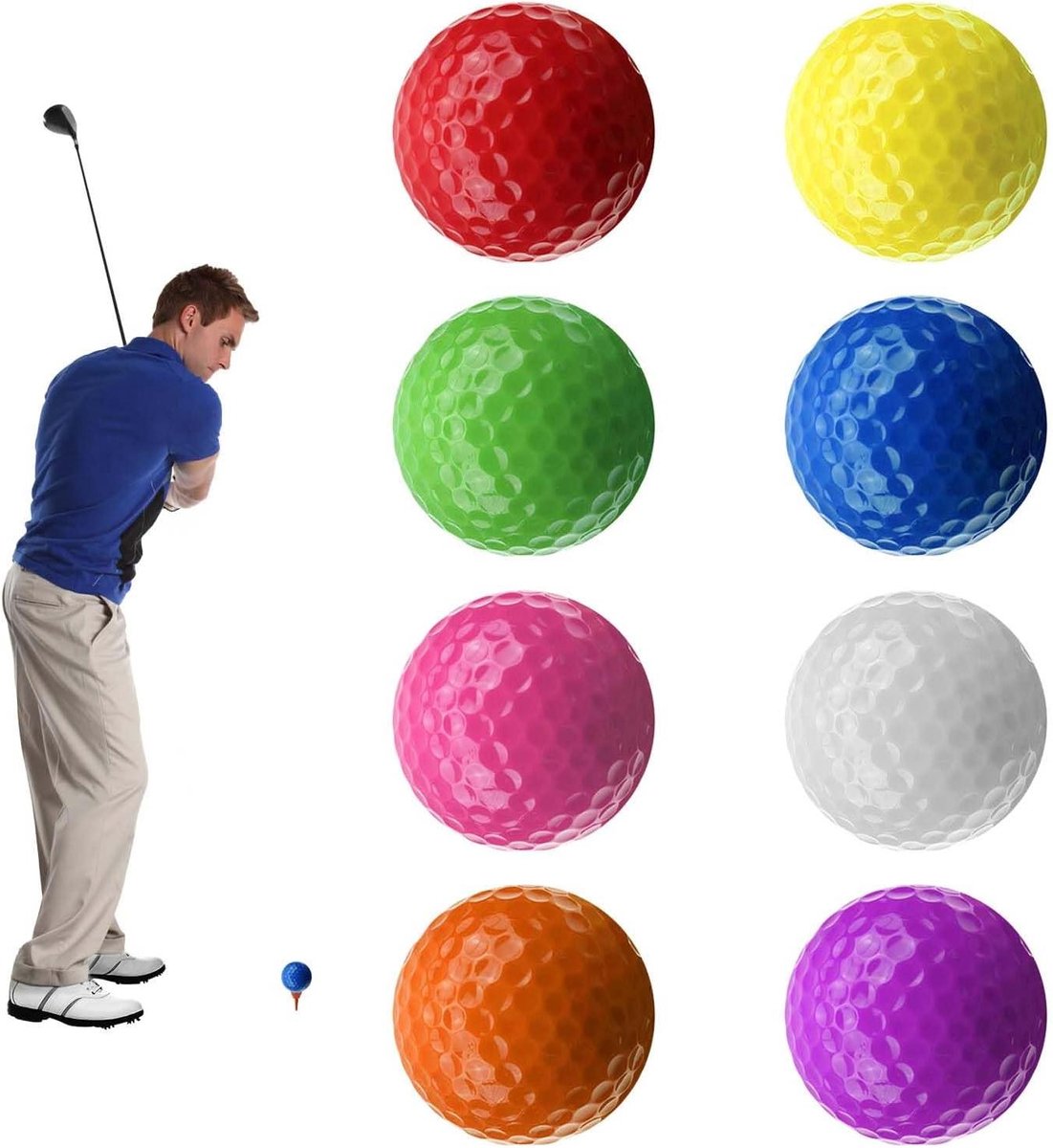 Golf Ballen Set - Oefen Ballen - Golf Training - Duurzaam & Elastisch - 8 Stuks - Multicolor