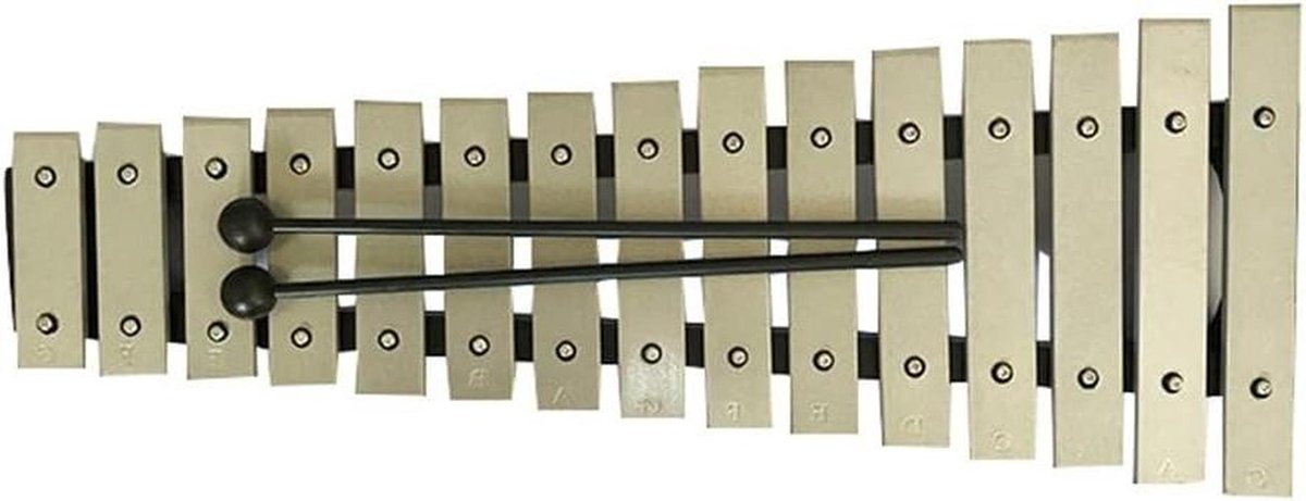 Houten Percussie Xylofoon - Orff Instrument - Muziek Leren - 15 Melodieuze Tonen - 50 x 20 cm - Zilver
