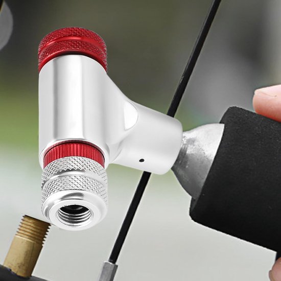 Fietspomp - Mini pomp - Banden oppompen - Automatische ventielherkenning - Compact formaat - Zilver — afbeelding 4