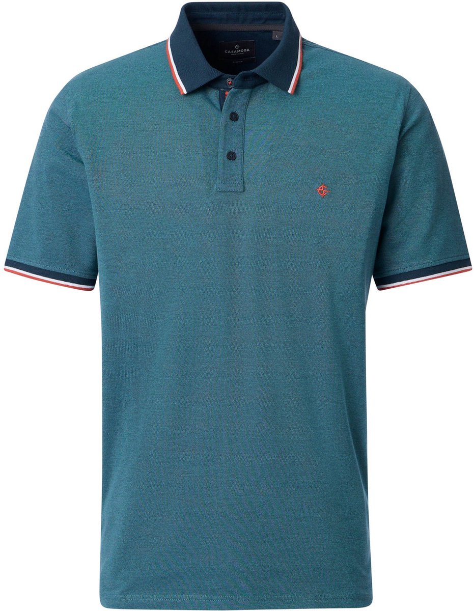 CASAMODA Polo Piqué Contrast Petrol - Maat M - Heren