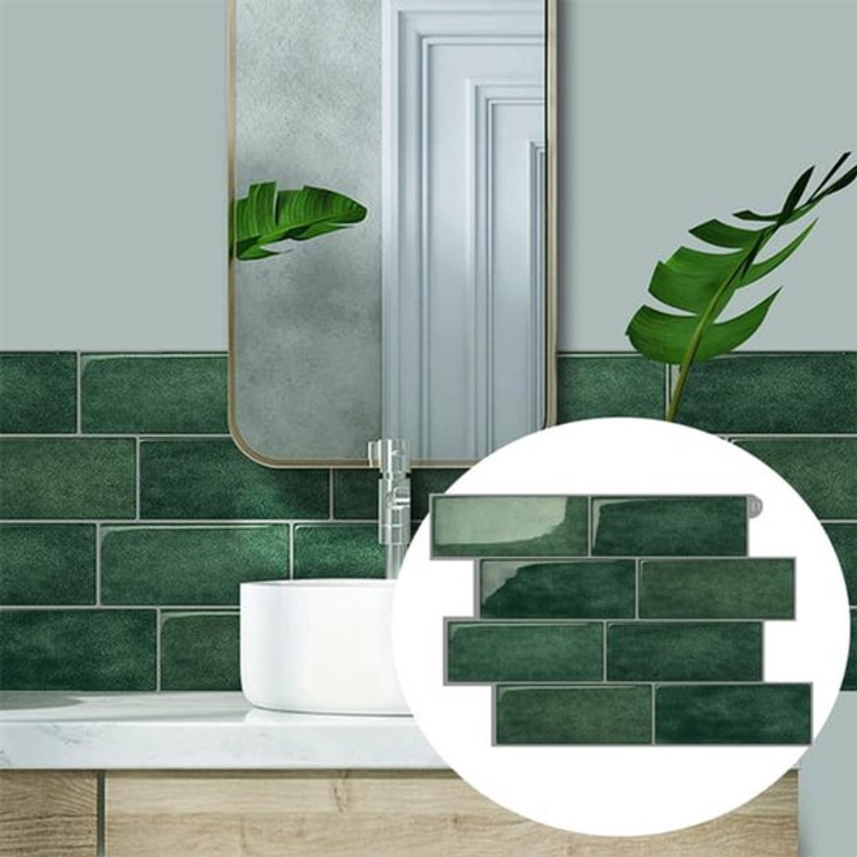 5-delige zelfklevende achterwand met tegeleffect - Waterdichte en gemakkelijk te reinigen wandbekleding, geschikt voor keuken- en badkamerrenovaties