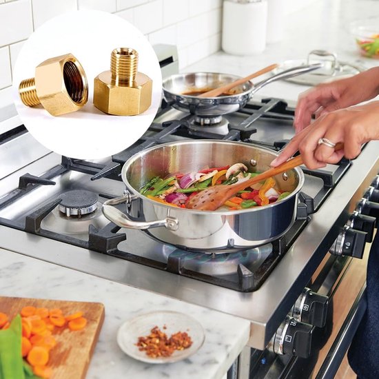 JHUBERS - Gasadapter - 2 stuks gasflesadapters - Koper - Gasslangadapter - Voor gasfornuis - Ideaal voor camping en koken van Jhubers — afbeelding 2
