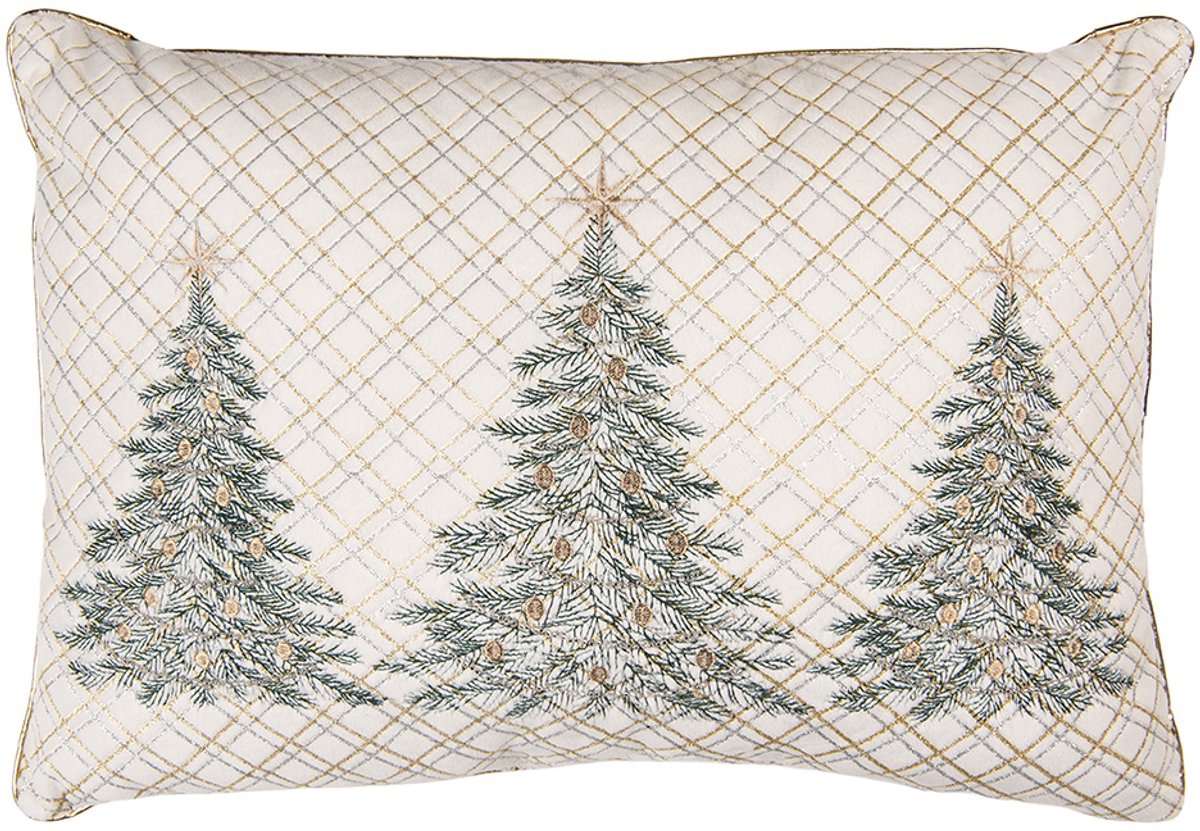 Clayre & Eef Sierkussen 50x35x4 cm Beige Polyester Kerstboom
