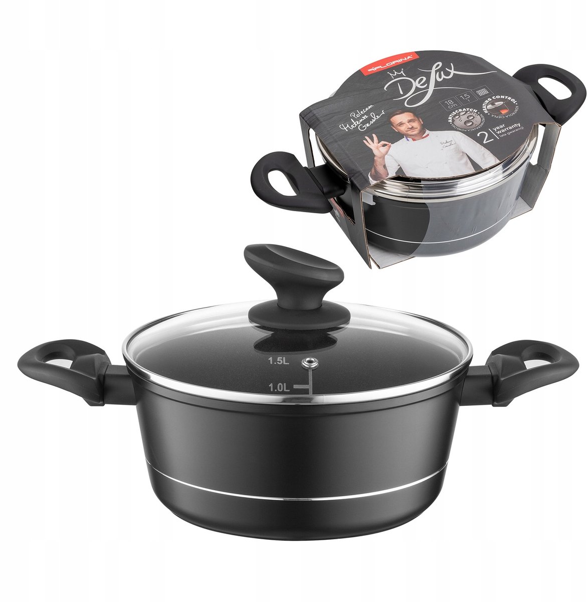 Florina Delux Aluminium Pan 18cm 1.5L Zwart - Geschikt voor Inductie