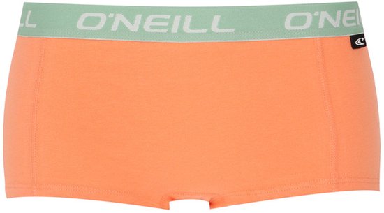 Oranje shorty met mintgroene O'Neill-band.