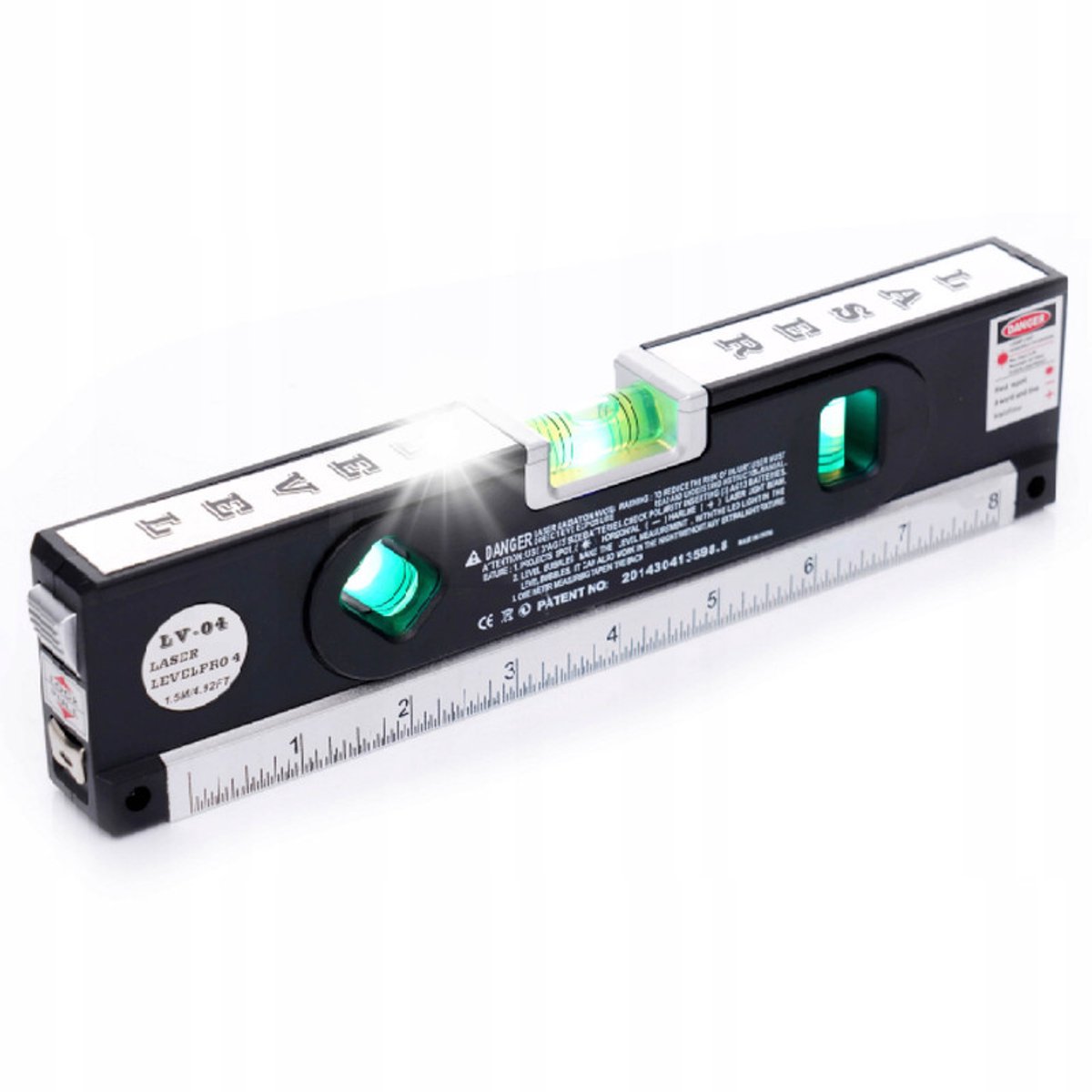 Laserwaterpas met 150cm rolmaat en 3 waterpassen