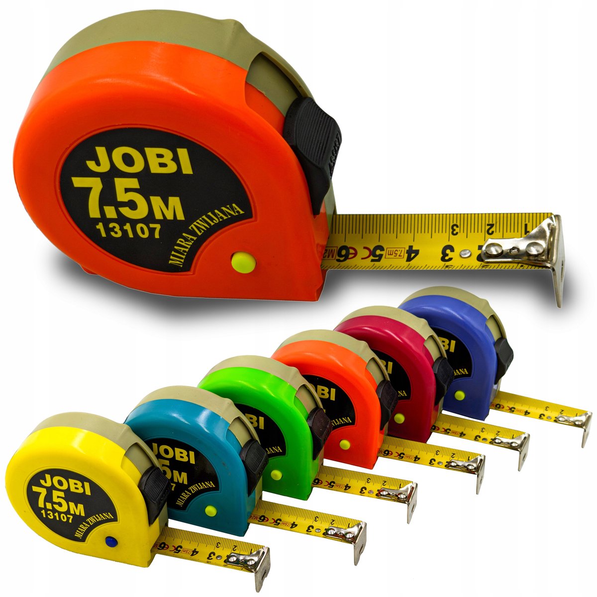 Jobi Rolbandmaat 7,5m x 25mm - Precisie Meetlint met Blokkeerfunctie