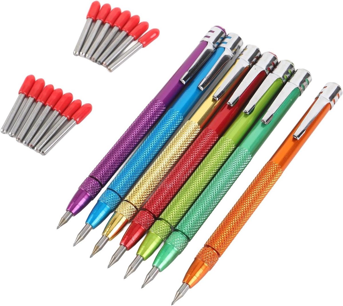 Markeerpen Wolfraamstaal - Kraspen Graveerstift - Precisie Markeren - Inclusief 14 Punten - 7 Stuks - Aluminium