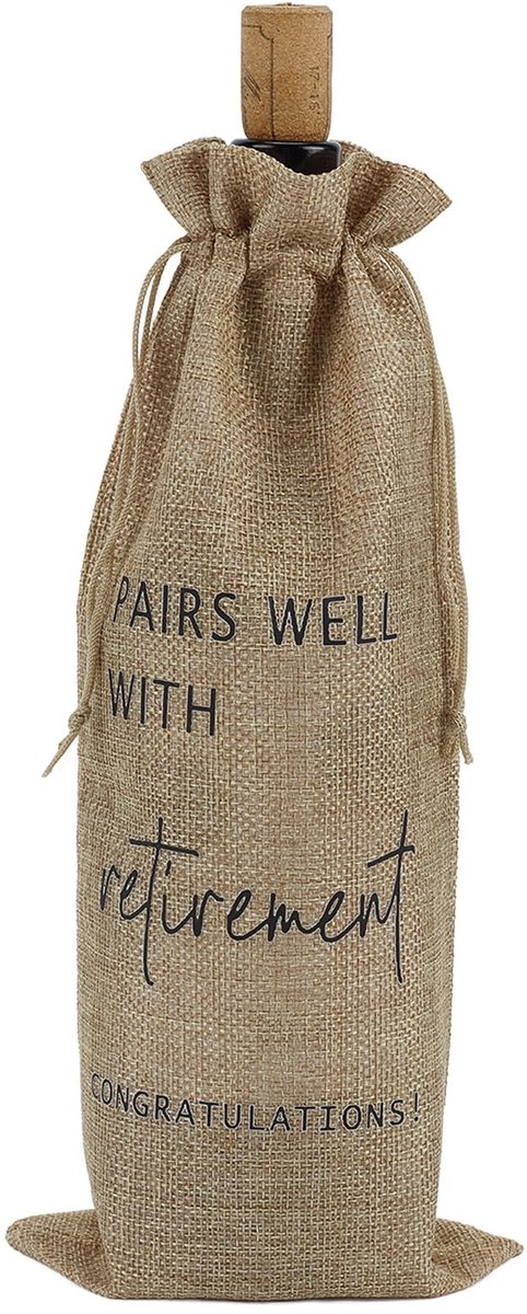 LIVIA HOME- Pensioencadeautas Koffiekleurig - Wijnzak - Afscheidscadeaus - Cadeauverpakkingen - Papieren tas - Oxford Materiaal - 35 x 14 cm - Geschenktas
