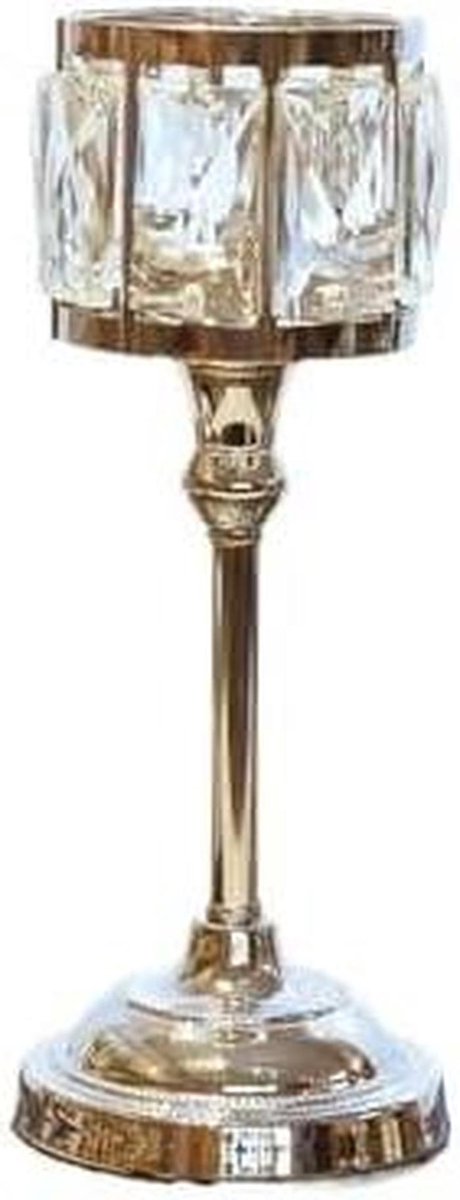 Elegante Kandelaars - Gouden Decoratie - Sfeer Creëren - Metaal en Glas - Set van 2 - Goud