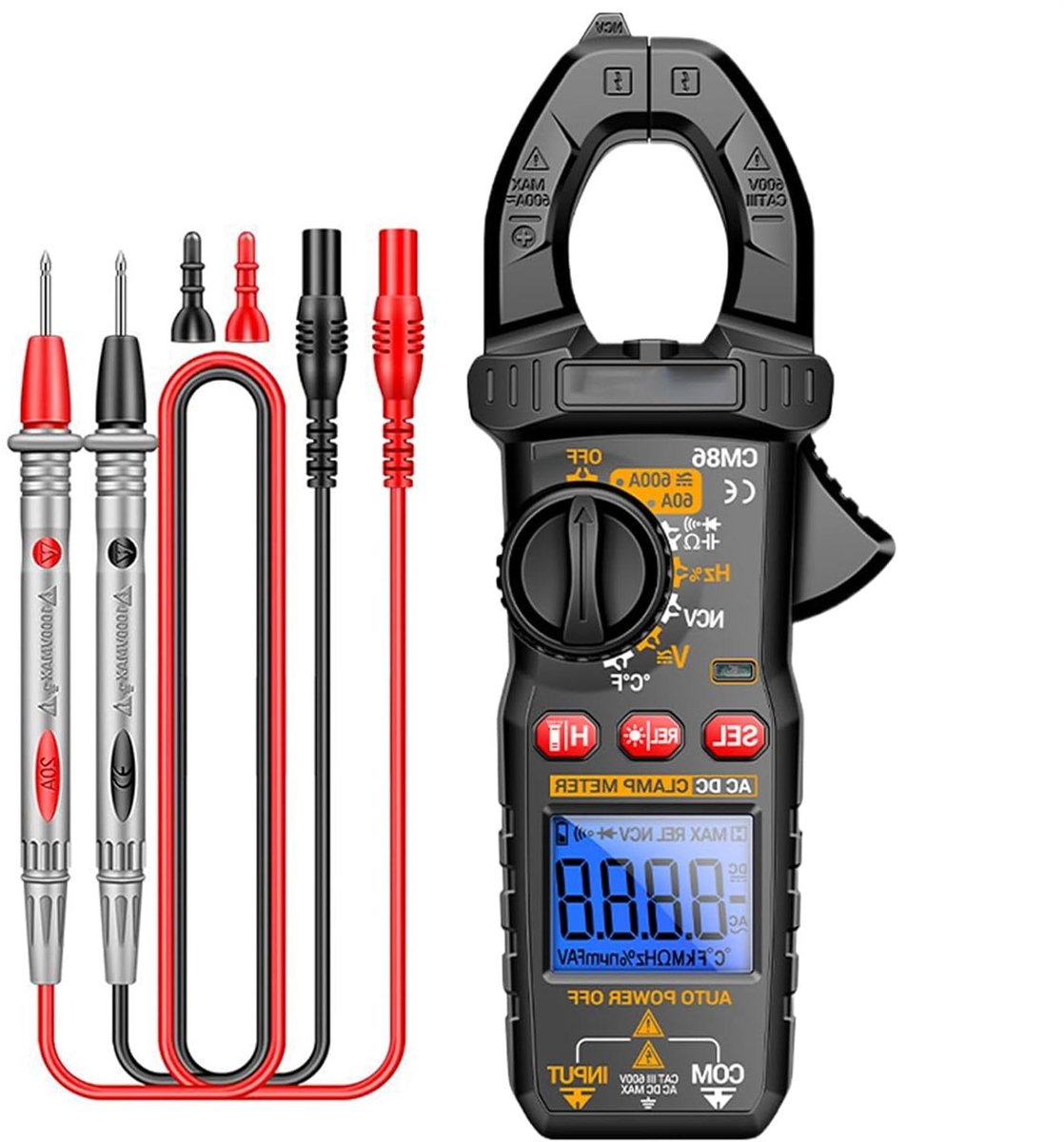 Ampère Klem - Multimeter Tester - Elektrische Metingen - 6000 Tellingen Display - 21 x 10 x 5 cm - Zwart