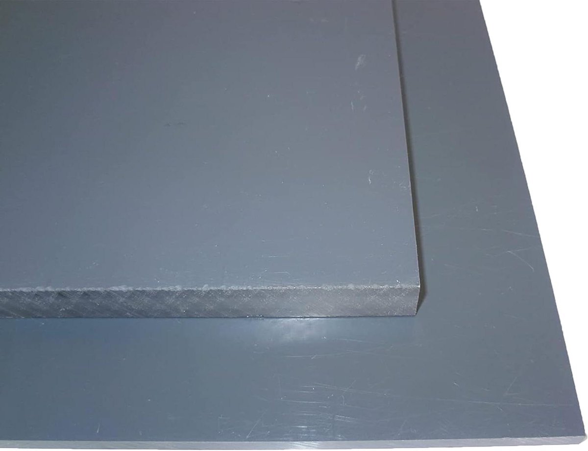 Hard PVC Plaat - Kunststof Plaat - Op Maat Zagen - Goede Chemische Weerstand - 20 x 30 cm - Grijs