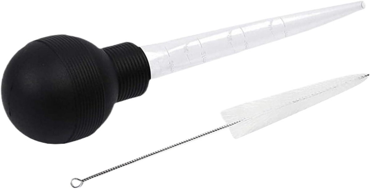 Keukenspuit om te knutselen - ui met handvat in marinade injectie-gereedschap, nauwkeurige vloeistofcontrole, herbruikbare reinigingsborstel, geschikt voor grillen en braden