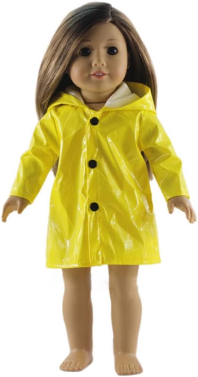 Pop Regenjas - Poppenkleding Set - Poppen Aankleden - Speciaal Ontworpen - 18 Inch Poppen - Geel van Merkloos — afbeelding 5