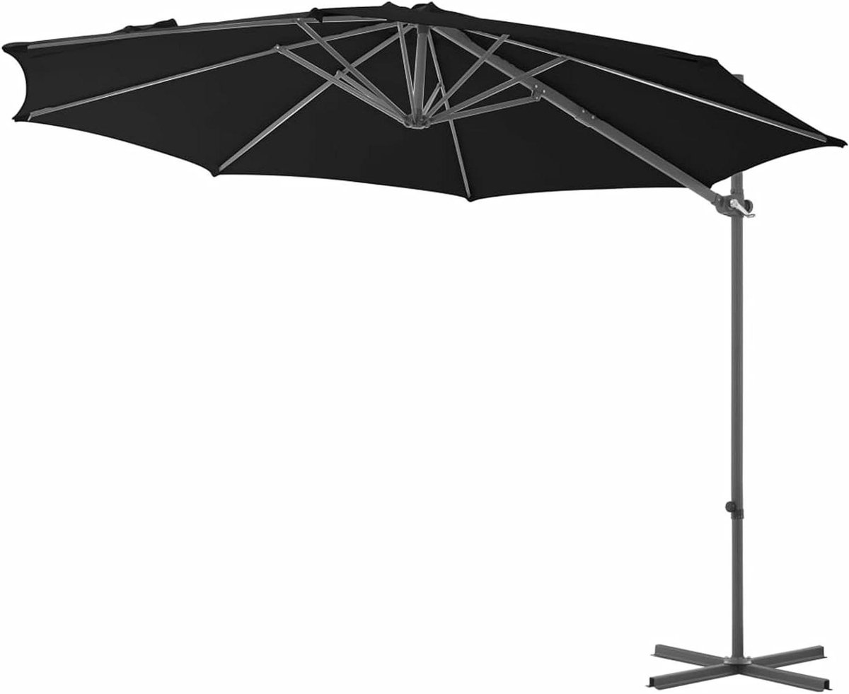 Vrijdragende parasol - Hangparasol tuin - Schaduw creëren - UV-beschermend vervaagt niet - 300 cm - Zwart