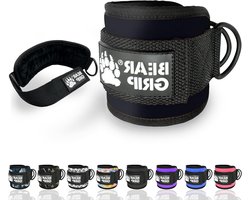 BEAR GRIP - Ankle straps for cables with new fleece design - Strong closure, double stainless steel D-ring, adjustable neoprene - For men & women (Black - Ankle)