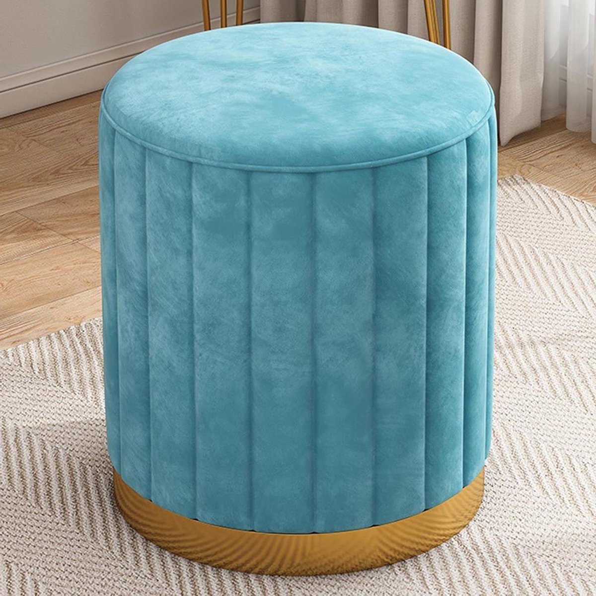 Ronde opbergpoef van fluweel met afneembaar deksel, moderne paddenstoelkruk voor woonkamer, slaapkamer, make-upkamer, voetenbankjes, opbergpoef, kaptafelstoel