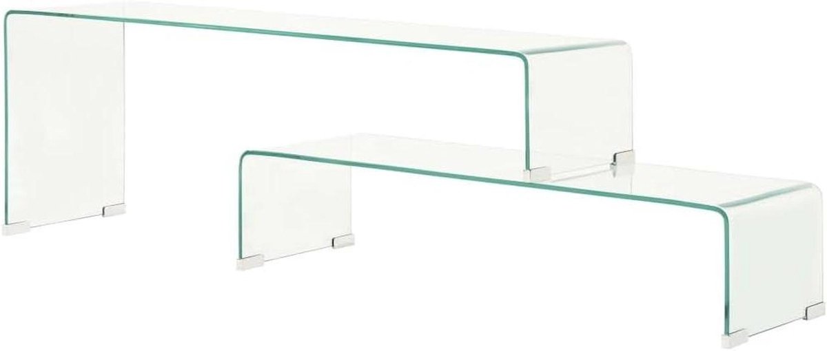 Salontafelset 2-delig - Bijzettafel set - Woonkamer Inrichten - Gehard Veiligheidsglas - 90x30x20cm - Transparant