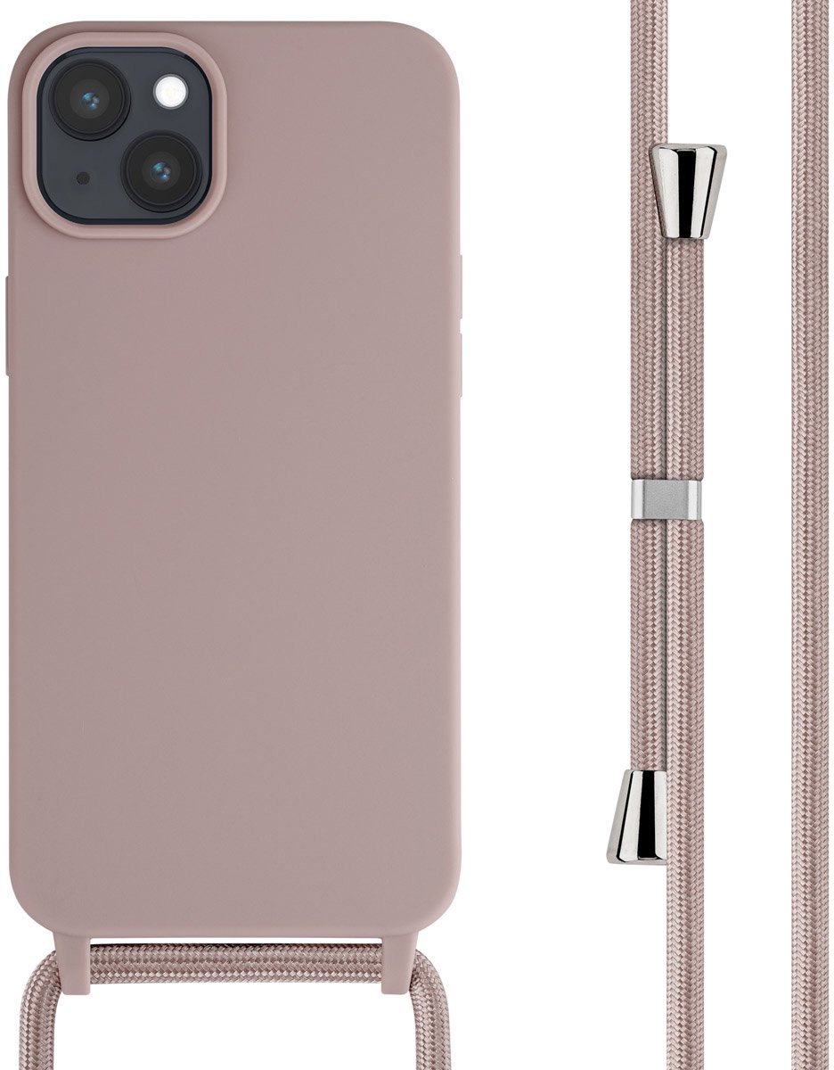 imoshion Hoesje - Geschikt voor Apple iPhone 15 Plus - Siliconen hoesje met koord - Sand Pink