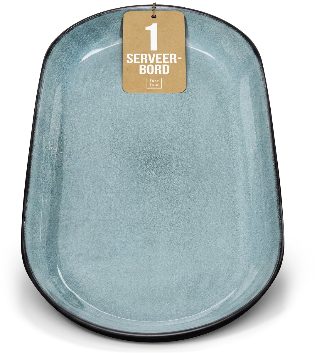 Pure Living Ovale Serveerschotel - 38 x 19 cm - Grijsblauw - Aardewerk - Vaatwasserbestendig - Magnetronbestendig - Ibiza Dark