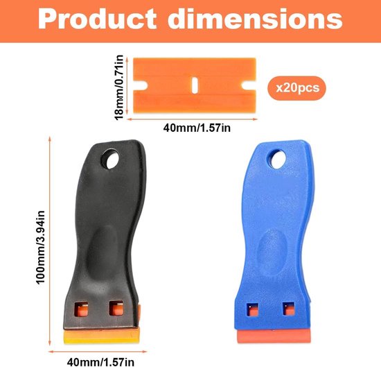 2 stuks lijmverwijderingsschrapers x 2 + 20 kunststoffolies, laminaatwas-reparatieset, geschikt voor houtreparaties, vloervulling en reparatie van krassen (blauw, zwart) — afbeelding 5