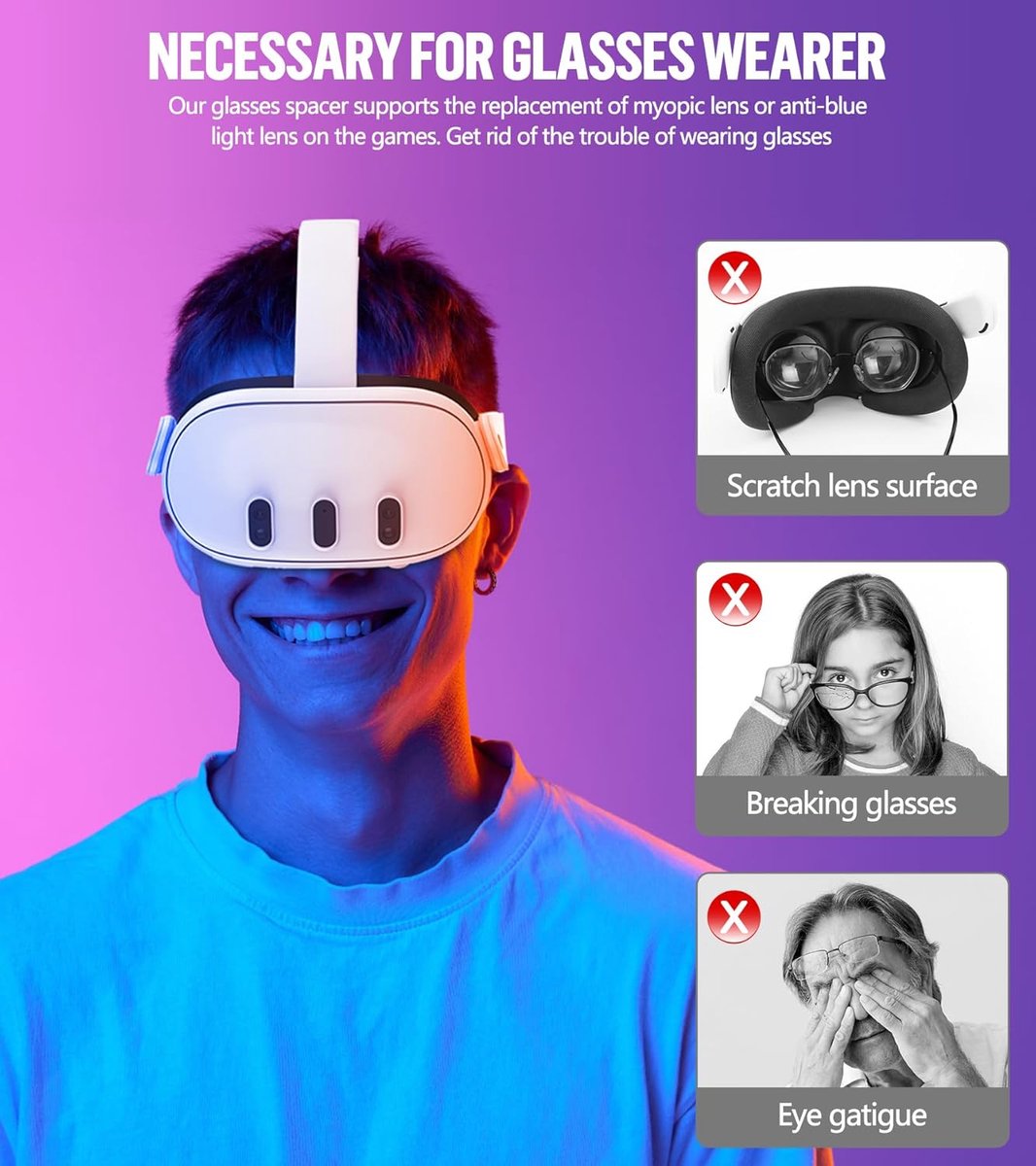 Acer VR Magnetische Frame Bril Spacer voor Oculus/Meta Quest 3, Lenzen Insert Bril Lens Protector Accessoires, Anti Krassen Glas Spacer Bescherming voor Oculus Quest 3 Headset thumbnail 6