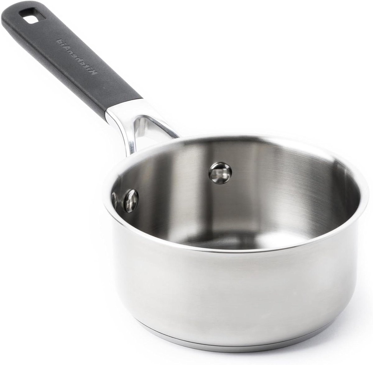 KitchenAid Classic Stainless Steel Roestvrijstalen 3-lagige 14 cm/1 Liter steelpan, Clad, Inductie, Ovenbestendig, Stay-Cool handvat, Zilver