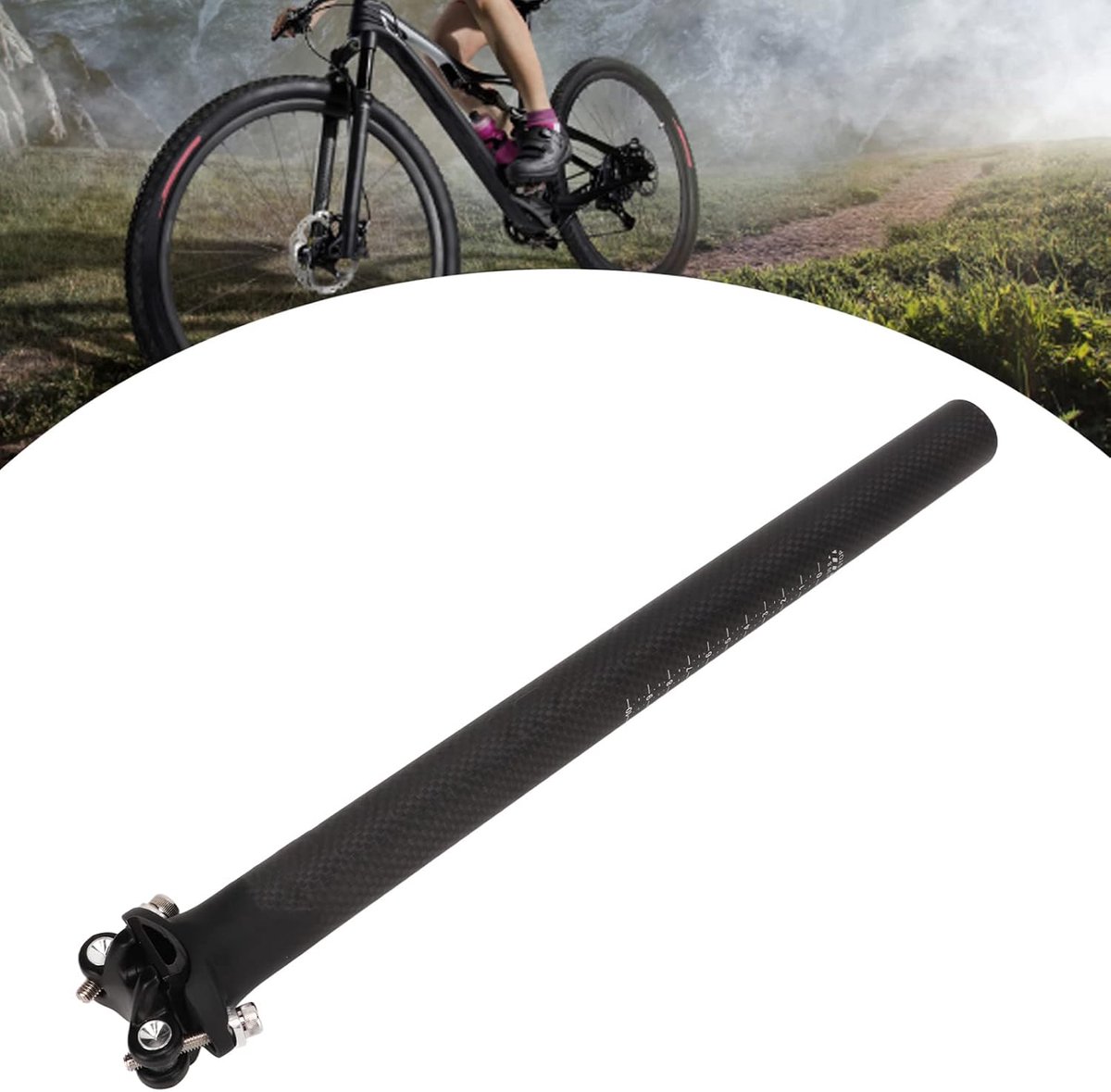 Fietszadelpen - Zadelbuis - Comfortabel Fietsen - Koolstofvezel - 30.8 x 400 mm - Zwart