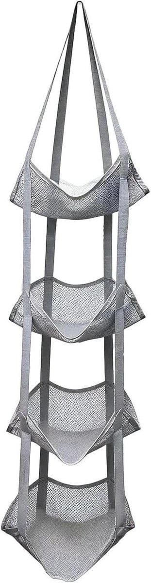 Speelgoednethangmat - Knuffelopberger - Speelgoed Organiseren - 4-laags Mesh Mand - 110 cm - Wit