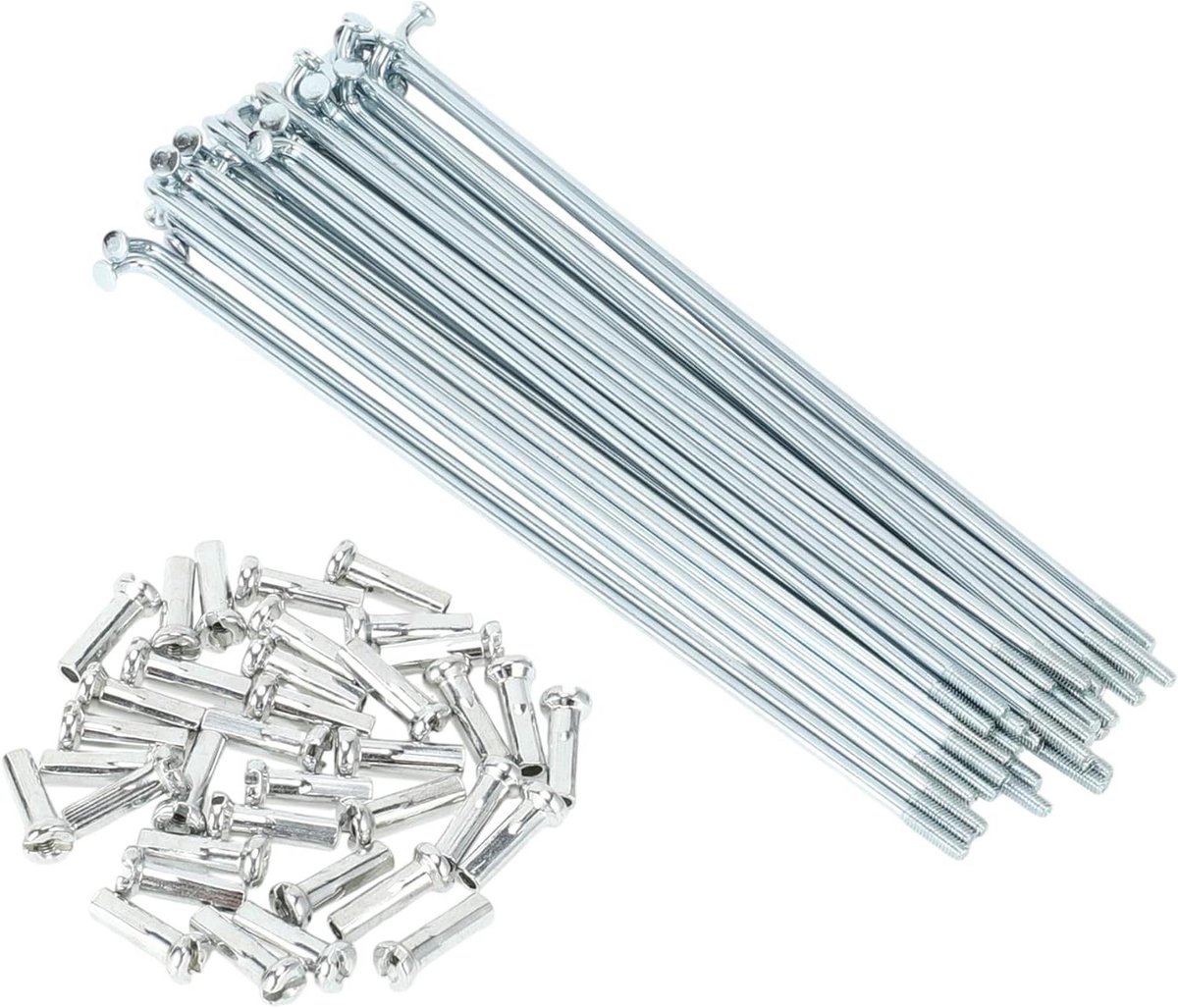 Fietswiel Spaken - Reserveonderdelen Set - Wiel Reparatie - Carbon Staal Galvaniseerd - 135mm Lengte - Zilverkleurig