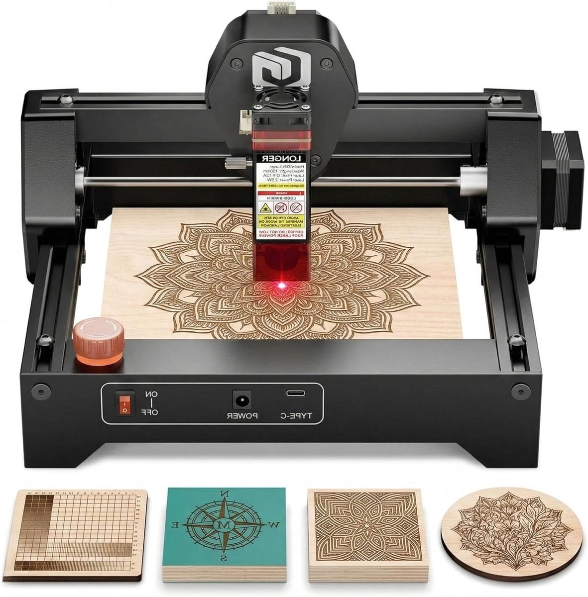 Lasergraveermachine - Graveermachine Laser - Mooie Gravures Maken - Ultrafijne Laserpunt - 140 x 130 mm - Zwart