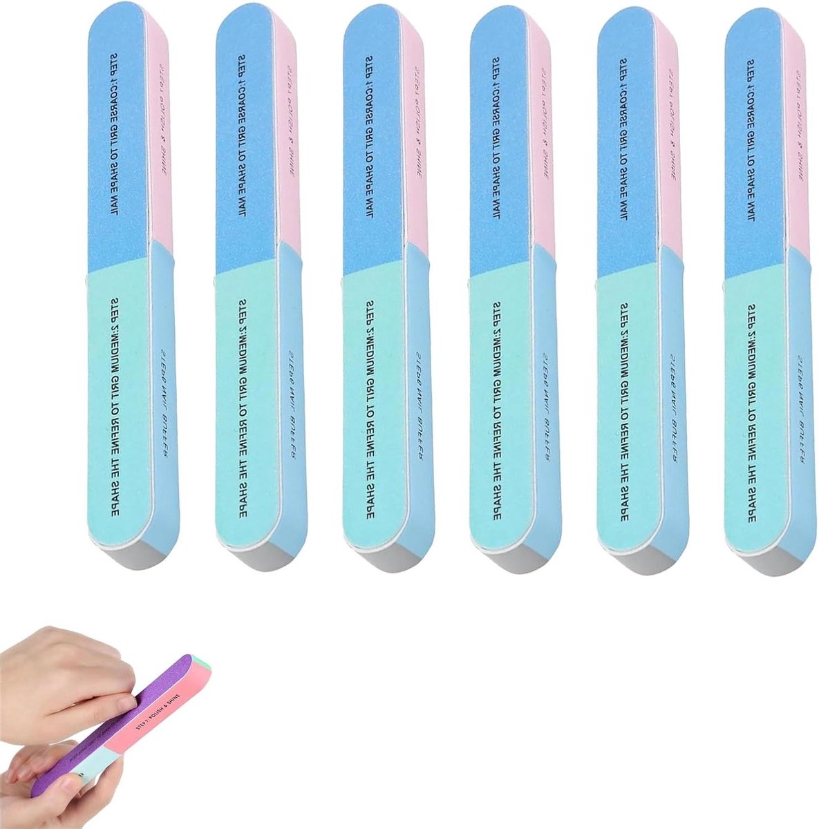Nagelvijl set - Nagelvijlen buffers - Nagels vormen polijsten - Meerzijdig design - 6 stuks - Meerkleurig