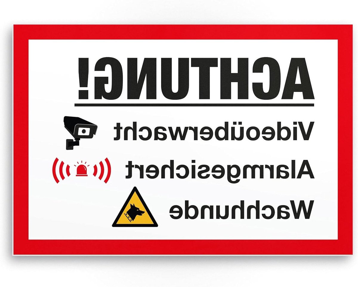 Waarschuwingsbord Videobewaking - Camerabewaking Teken - Gebouw Beveiligen - Weerbestendig Kunststof - One Size - Wit