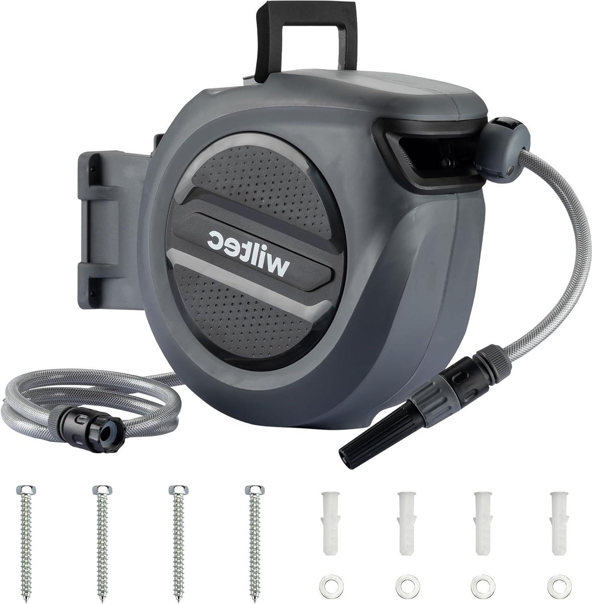 Automatische Slanghaspel - Tuinslanghouder - Tuin Bewateren - Automatisch Oprolsysteem - 20 Meter - Grijs