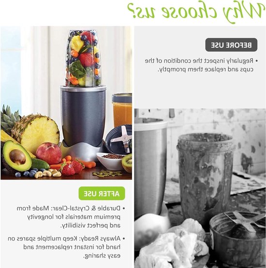 Vervangende Blender Cups 2-Pack 24oz voor NutriBullet - Geschikt voor 600W en 900W Extractor Blades, Duurzaam en Lichtgewicht Kunststof van Merkloos — afbeelding 4