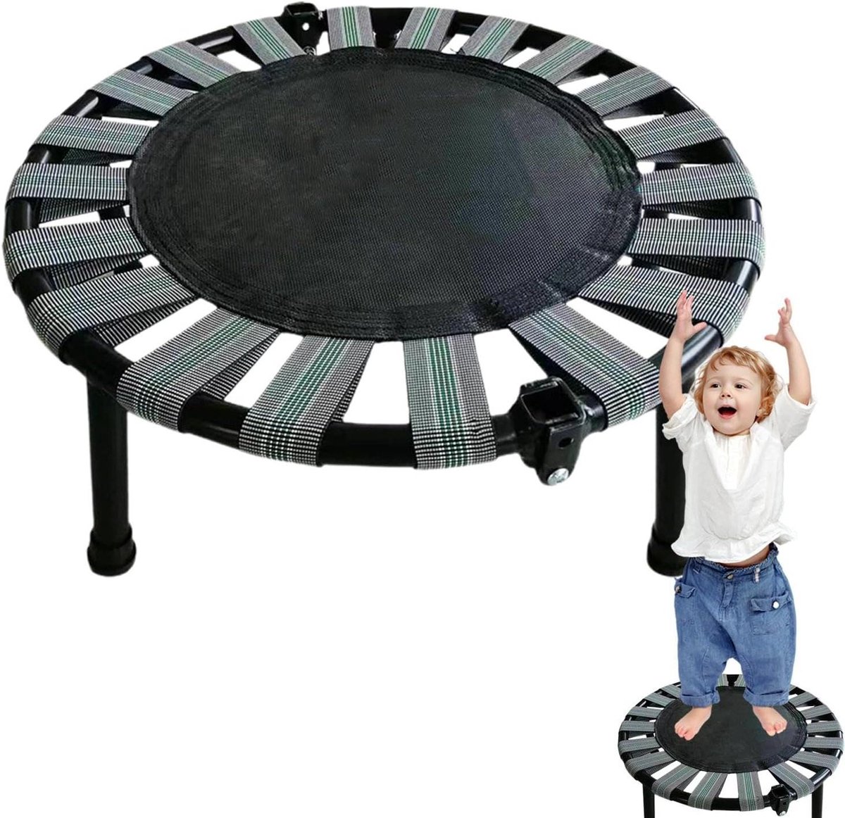 Kleine trampoline - Springbed fitness - Indoor training - Inklapbaar ontwerp - 48.5 x 26.6 cm - Grijs