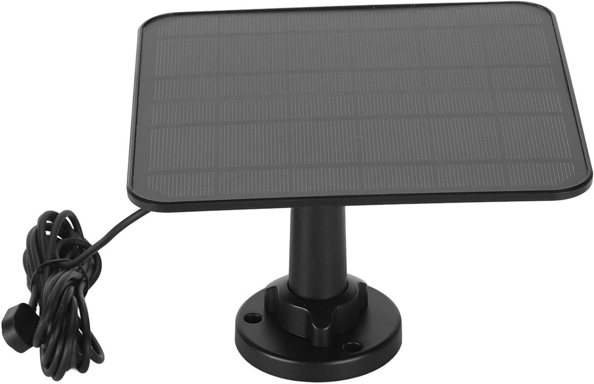 Zonnepaneel Oplader - Camera Voeding - Continue Stroom - IP65 Waterdicht - 3.8 Meter Kabel - Zwart