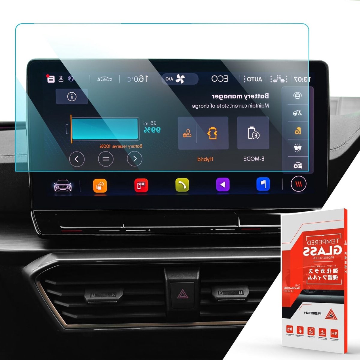 Screen Protector voor 12" Navigatie Touchscreen - Tempered Glass Beschermfolie voor Auto's, Geschikt voor Formentor en Leon 2021-2024, Navigatie Accessoires