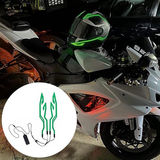Helm LED Strip - Motorhelm Verlichting - Nachtelijke Zichtbaarheid - Waterdicht PVC Materiaal - 38 cm - Groen — afbeelding 2