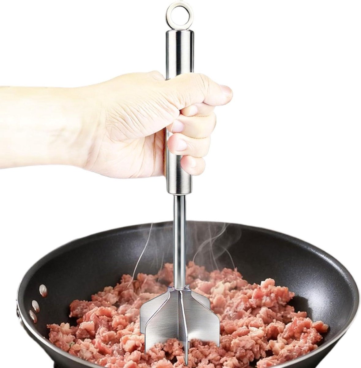 Gehaktmolen Hamburger Drukker - Vleesmolen Pattie Maker - Maaltijdbereiding Thuis - Roestvrij Staal Vormvast - 26 cm Lengte - Zilverkleurig
