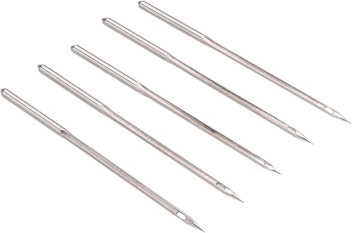Leer Naaigerei - Reparatie Naalden - Schoenen Repareren - Ronde Gat Punt - 5 Stuks - Zilver