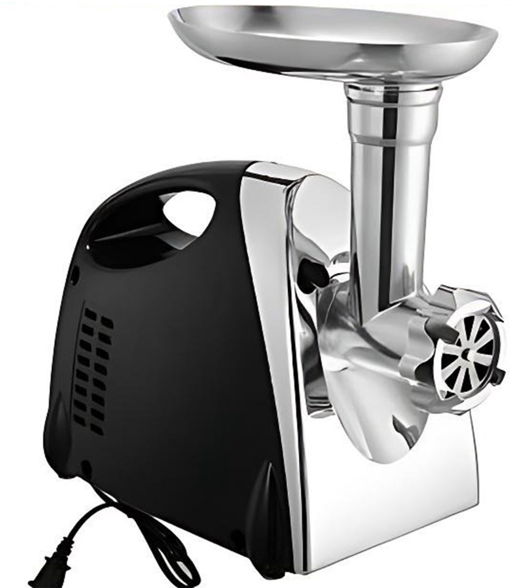 Vleesmolen - 800 W - Inclusief 3 Snijplaten - Zwart/Zilver